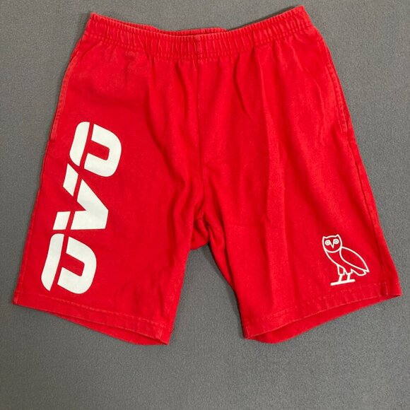 OVO Octobers Very Own Shorts Men's Size Medium Red Owl Drake Hip Hop Drawstring - Picture 1 of 7